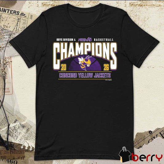 2026 MHSAA Boys Basketball D4 Champions Concord Yellow Jackets t-shirt