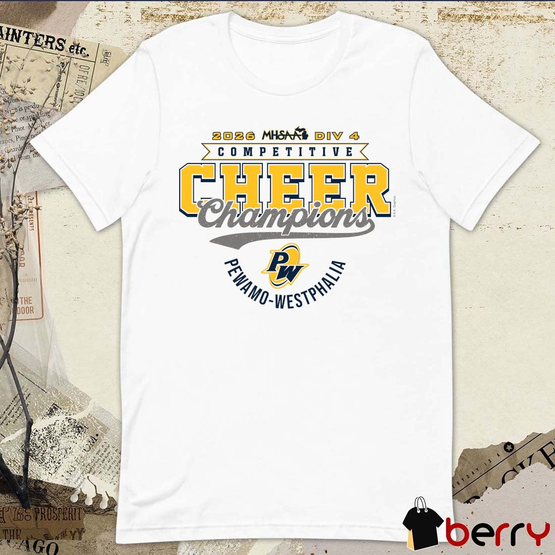 2026 MHSAA Competitive Cheer D1 Finalist Pewamo-Westphalia Pirates t-shirt