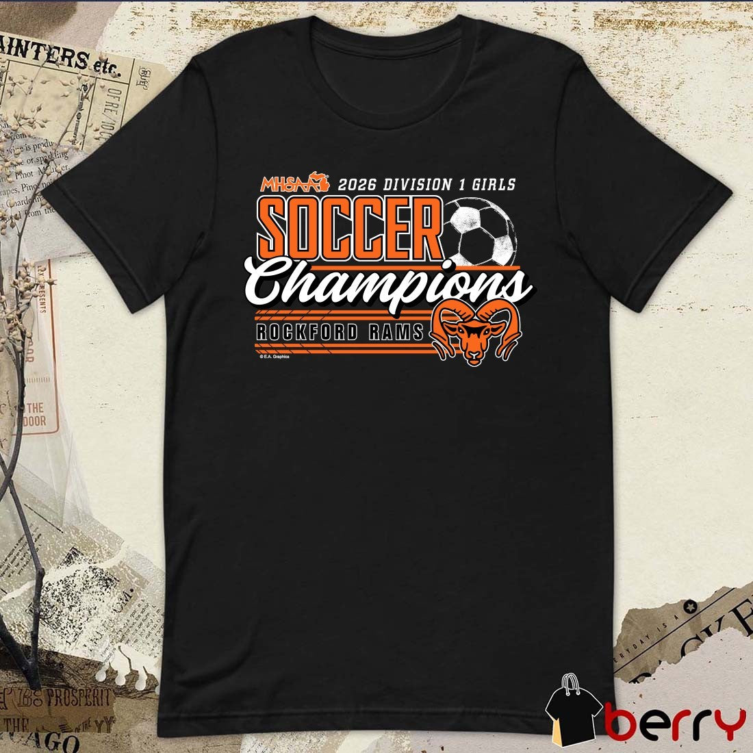 2026 MHSAA Girls Soccer DI Champions Rockford Rams t-shirt