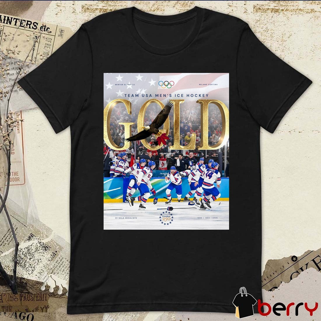 2026 Milano Cortina Winter Olympics USA Men’s Ice Hockey 3x Gold Medal 1960 1980 2026 t-shirt