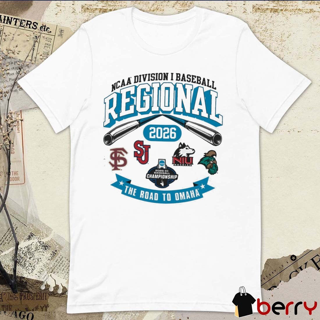 2026 NCAA Division I Baseball Regional Florida State The Road To Omaha Logos t-shirt
