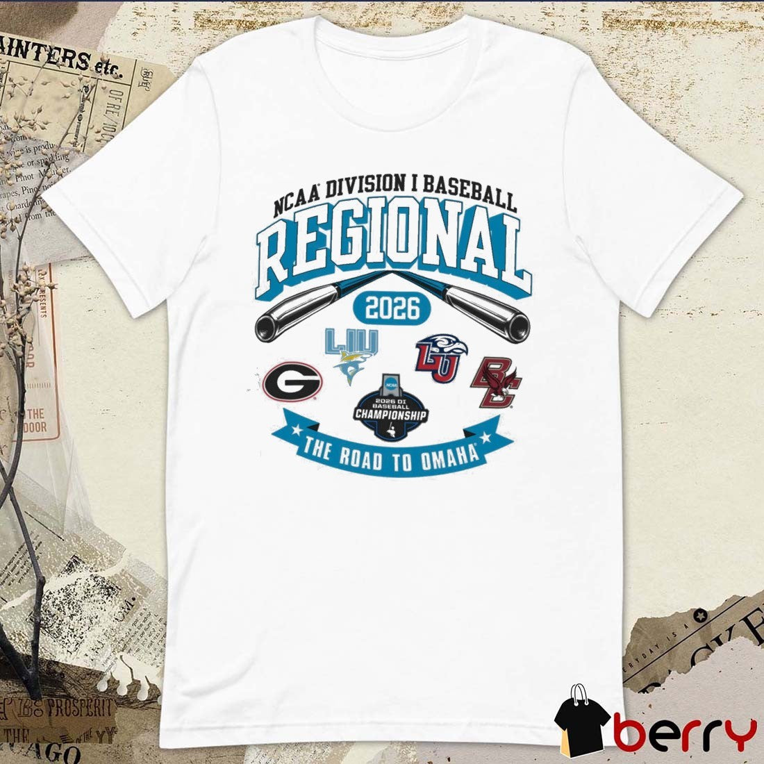 2026 NCAA Division I Baseball Regional Georgia The Road To Omaha Logos t-shirt