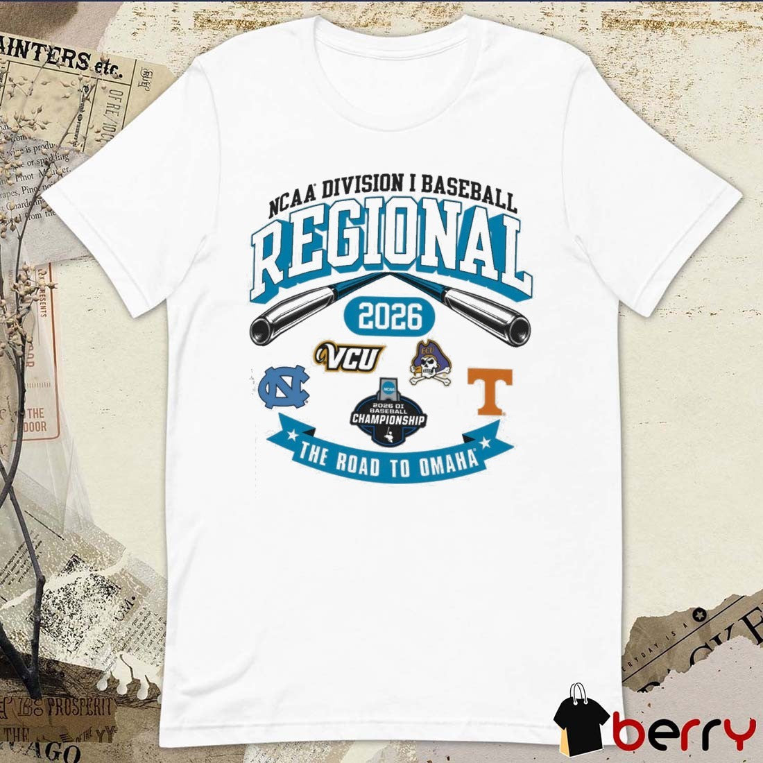 2026 NCAA Division I Baseball Regional North Carolina The Road To Omaha Logos t-shirt