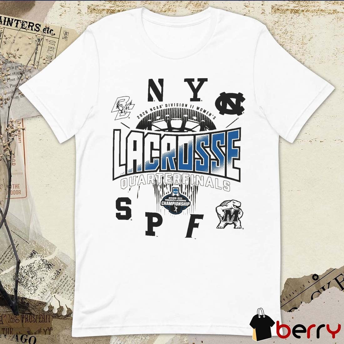 2026 NCAA Division I Men’s Lacrosse Championship Quarterfinals Teams Black and White Logo t-shirt