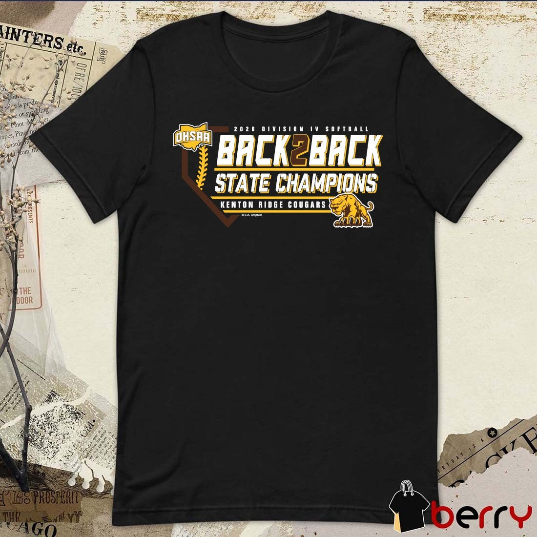 2026 OHSAA Softball DIV Back 2 Back State Champions Kenton Ridge Cougars t-shirt
