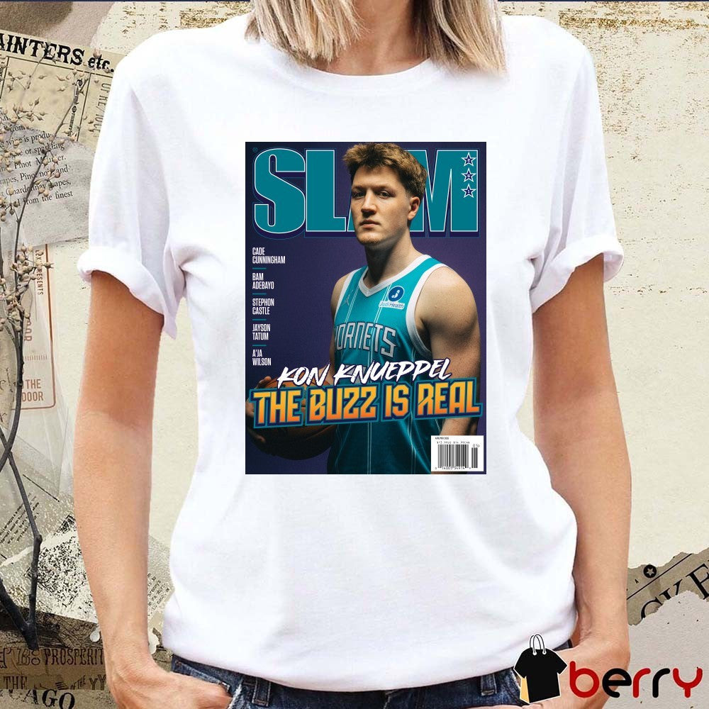 2026 SLAM Magazine – Charlotte Hornets Basketball Kon Knueppel The Buzz Is Real Poster t-shirt