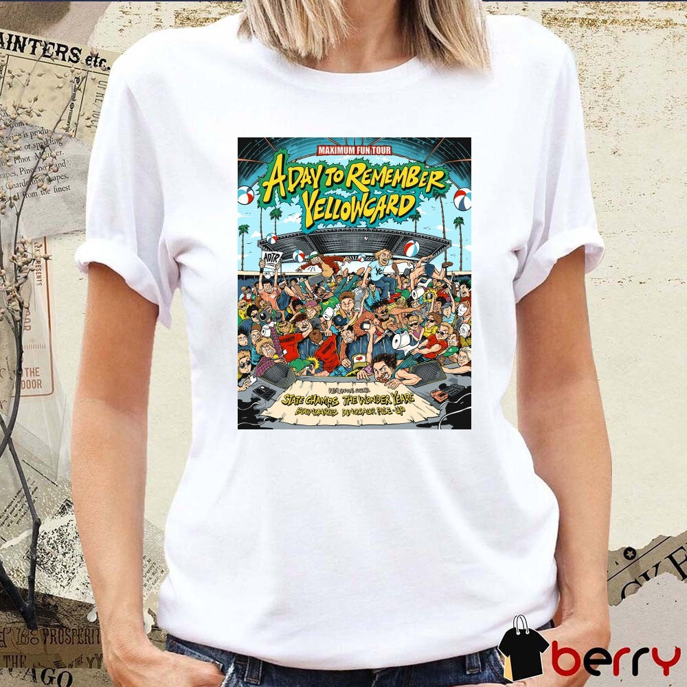 A Day To Remember Yellowcard With State Champs, The Wonder Years, Boundaries And Dinosaur Pile-up Poster t-shirt