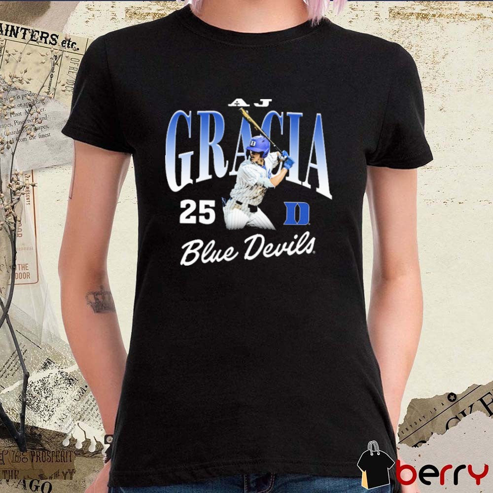 AJ Gracia 25 Duke Blue Devils Baseball NCAA Division I Graphic t-shirt