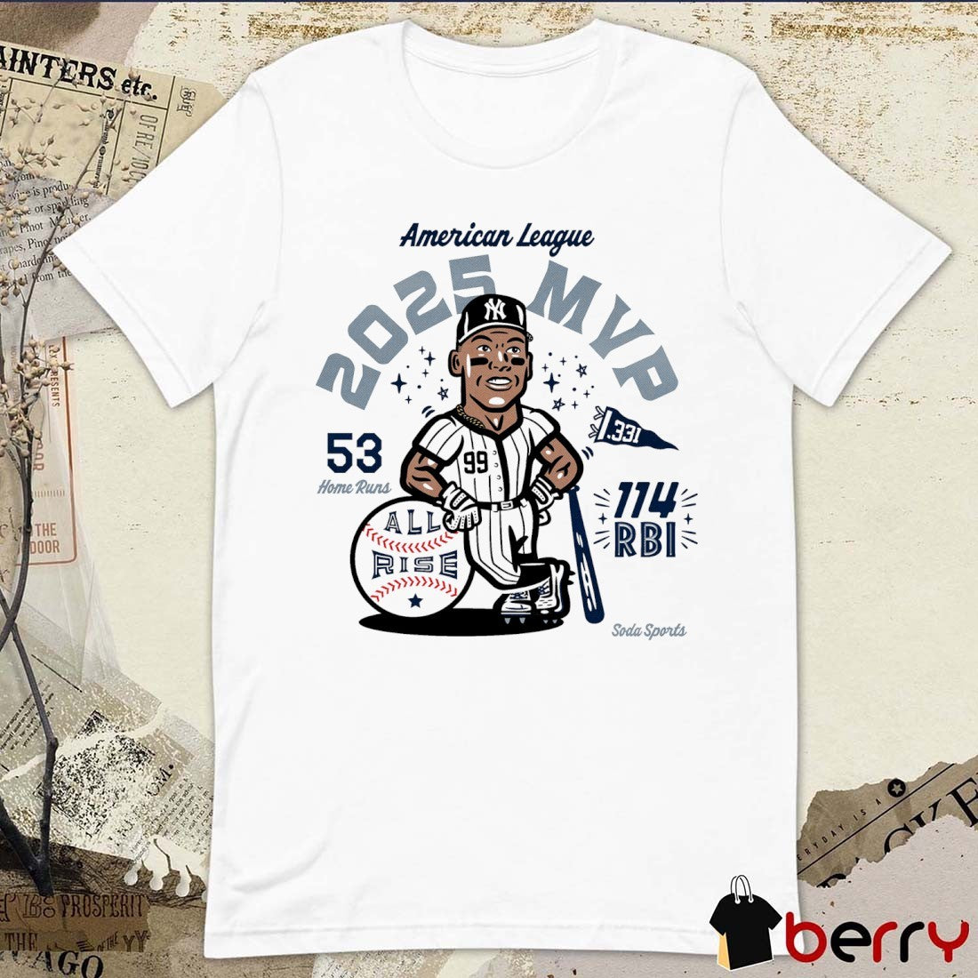 Aaron Judge New York Yankees American League 2025 MVP 53 Home Runs 114 RBI All Rise t-shirt
