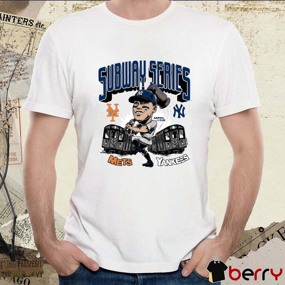 Aaron Judge New York Yankees Vs New York Mets 2025 MLB Subway Series Caricature Graphic t-shirt