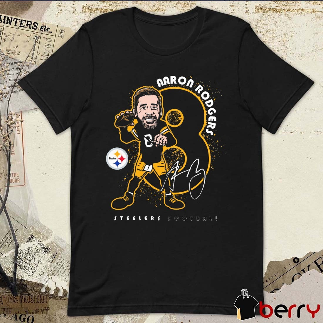 Aaron Rodgers Pittsburgh Steelers NFL Football Steel City Caricature Signature t-shirt