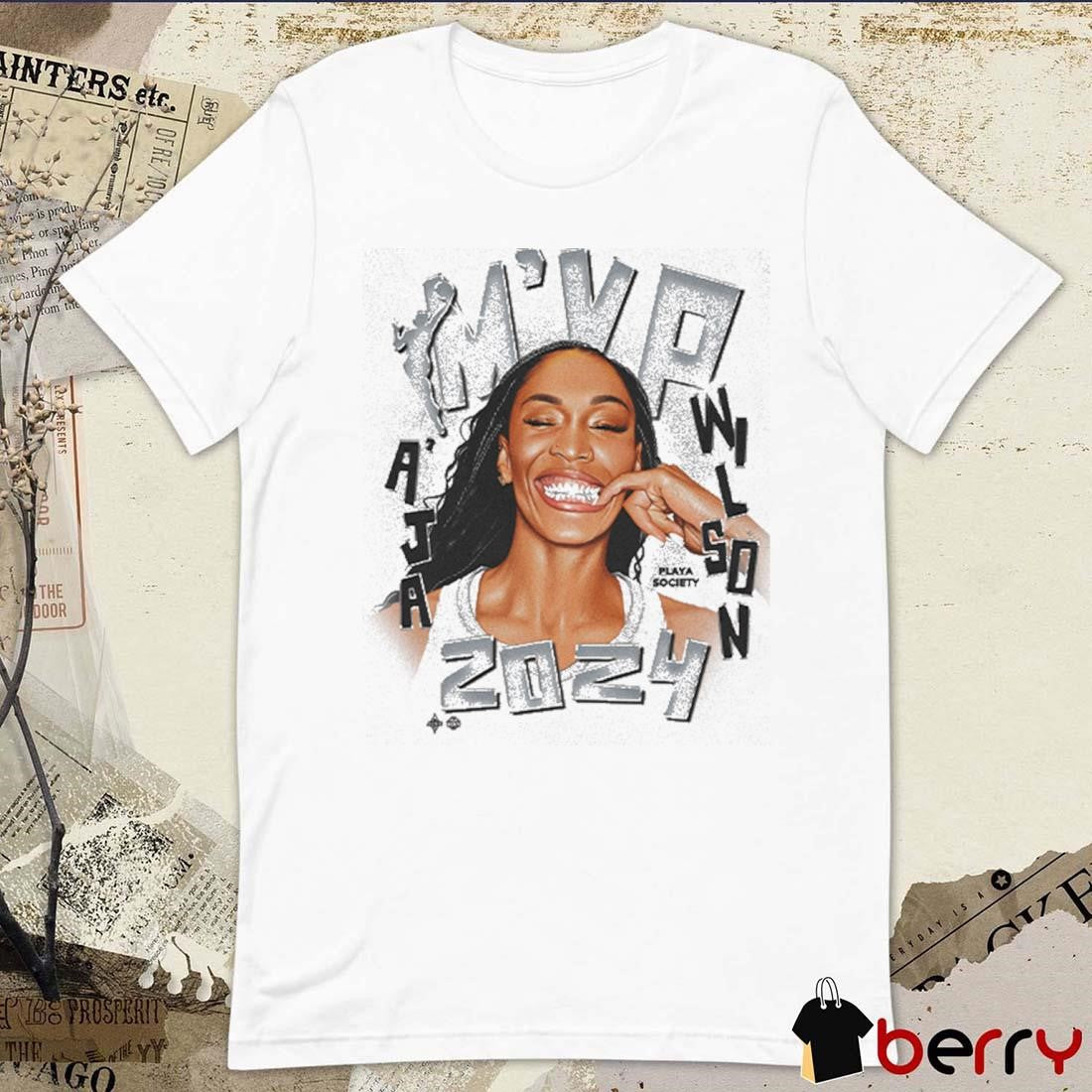 A’ja Wilson Las Vegas Aces Playa Society WNBA 2024 MVP t-shirt