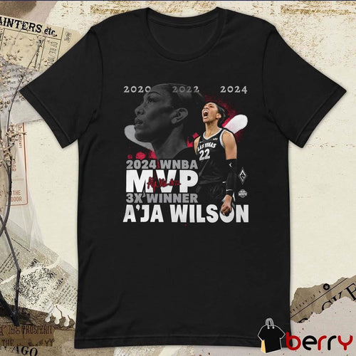 A’ja Wilson Las Vegas Aces Stadium Essentials 2024 WNBA MVP 3X Winner Graphic t-shirt