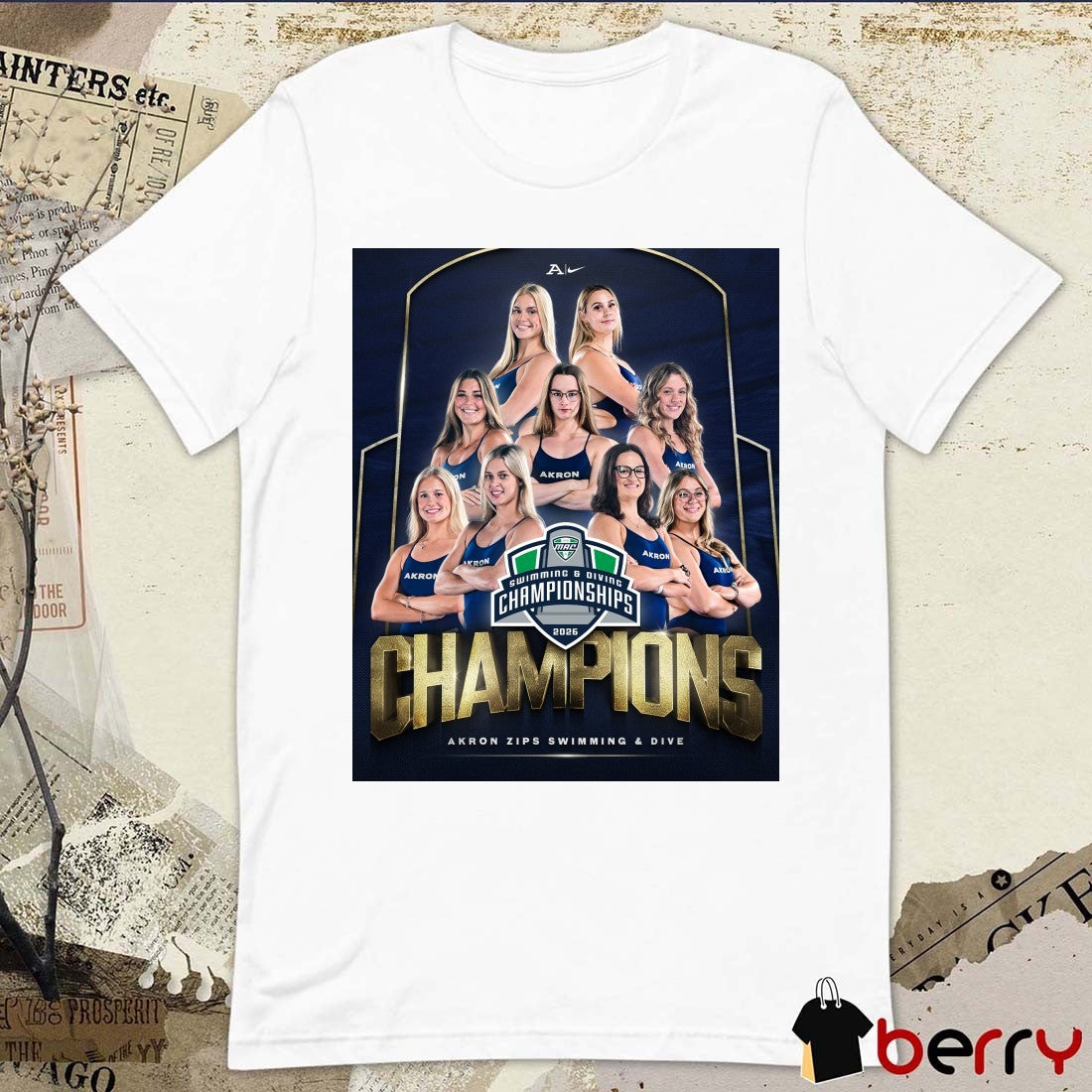 Akron Zips Swimming & Diving Championships 2026 Poster t-shirt