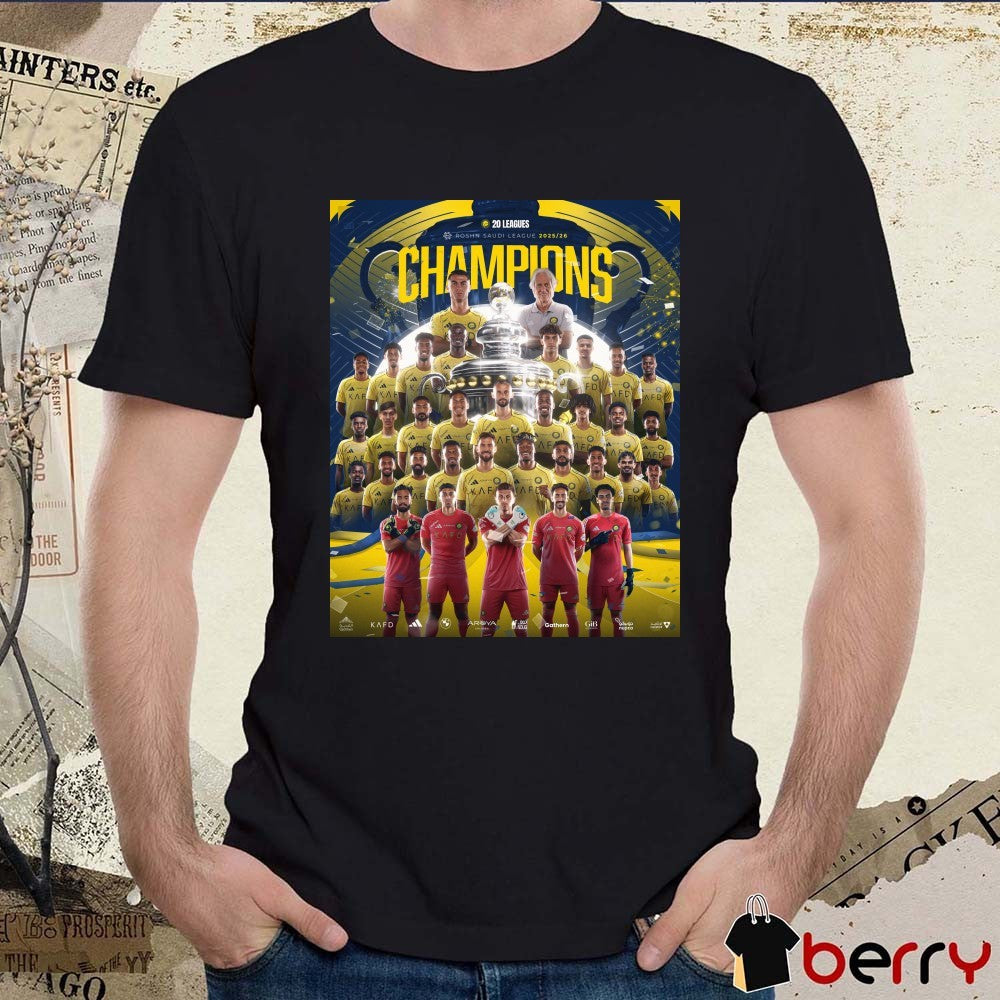 Al Nassr FC 20 Leagues Roshn Saudi League 2025-26 Season Champions Poster t-shirt