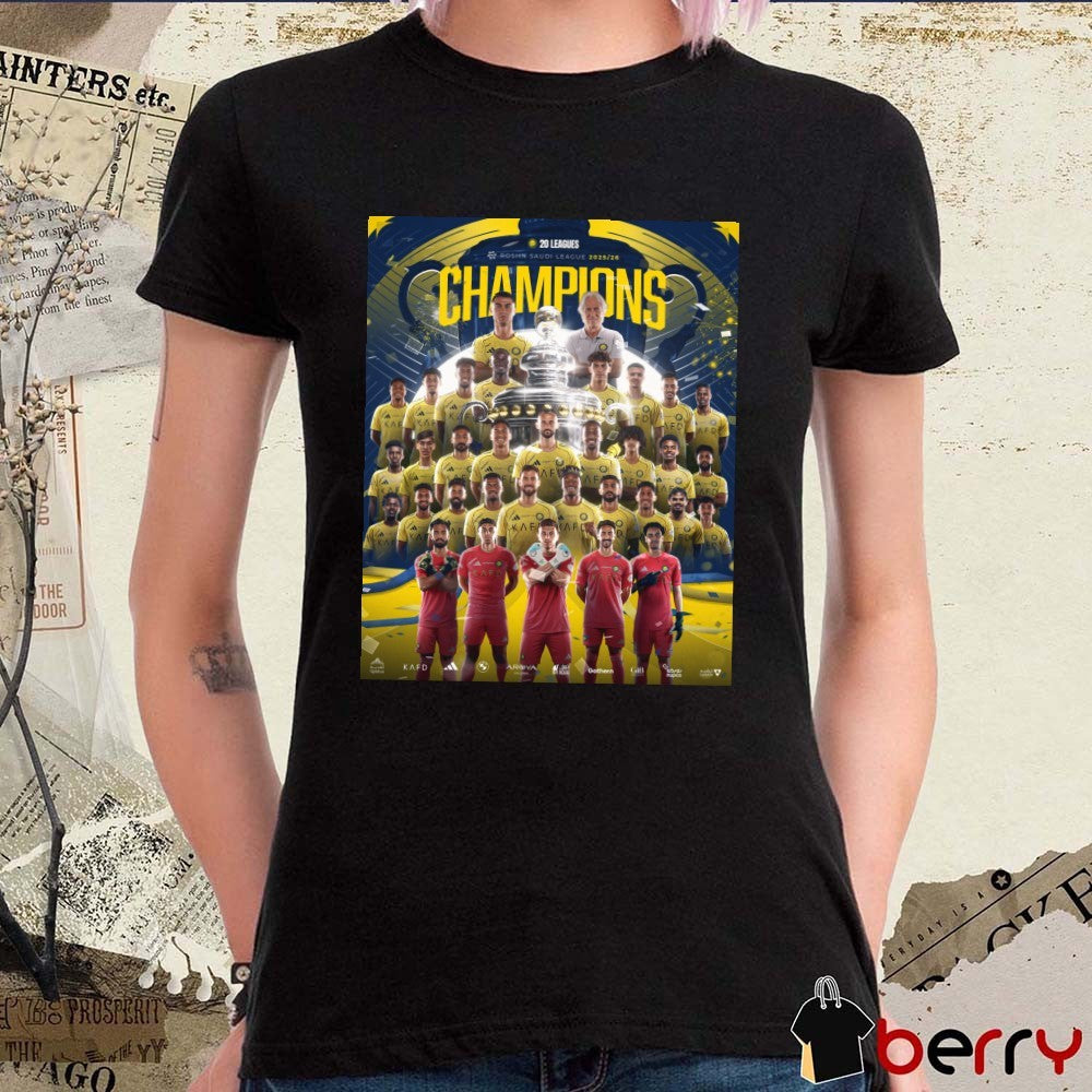 Al Nassr FC 20 Leagues Roshn Saudi League 2025-26 Season Champions Poster t-shirt