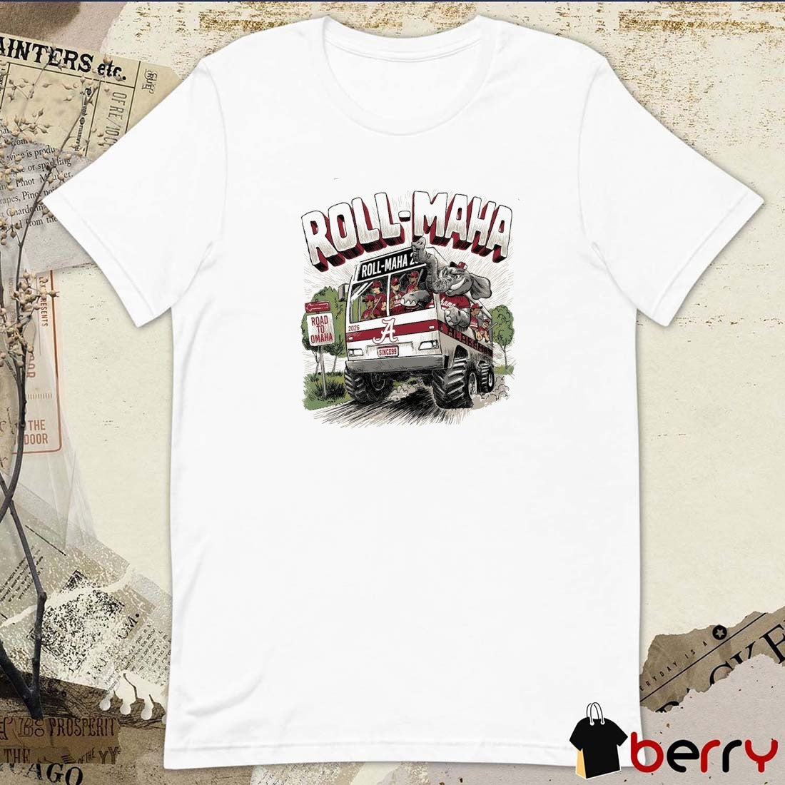 Alabama Crimson Tide Roll-Maha Road To Omaha Bus NCAA 2026 t-shirt