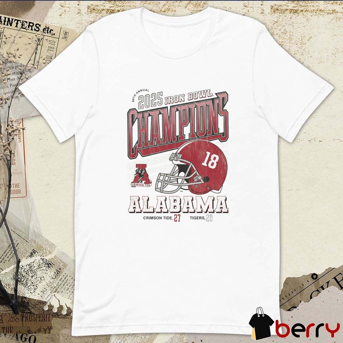 Alabama Crimson Tide Vs Tigers 27 – 20 90th Annual 2025 Iron Bowl Helmet t-shirt