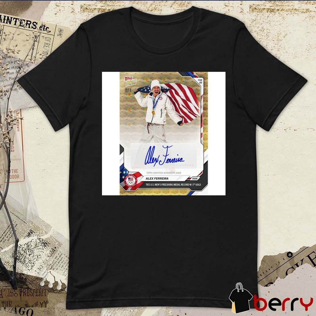 Alex Ferreira 2026 Olympics Ties US Men’s Freeskiing Medal Record Topps NOW Signature t-shirt