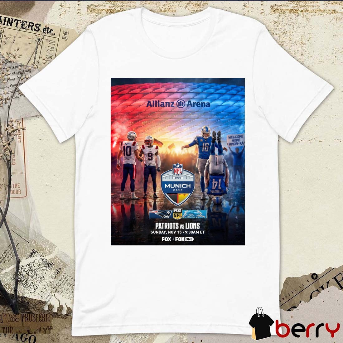 Allianz Arena NFL Munich Game Patriots Vs Lions November 15 2026 Welcome Home Amon-Ra Poster t-shirt