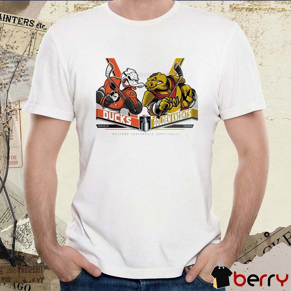 Anaheim Ducks Vs Vegas Golden Knights 2026 NHL Western Conference Semifinals Mascot t-shirt