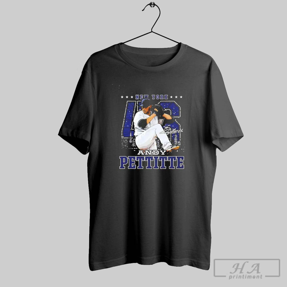 Official Andy Pettitte New York Yankees City Skyline Signature Gritty