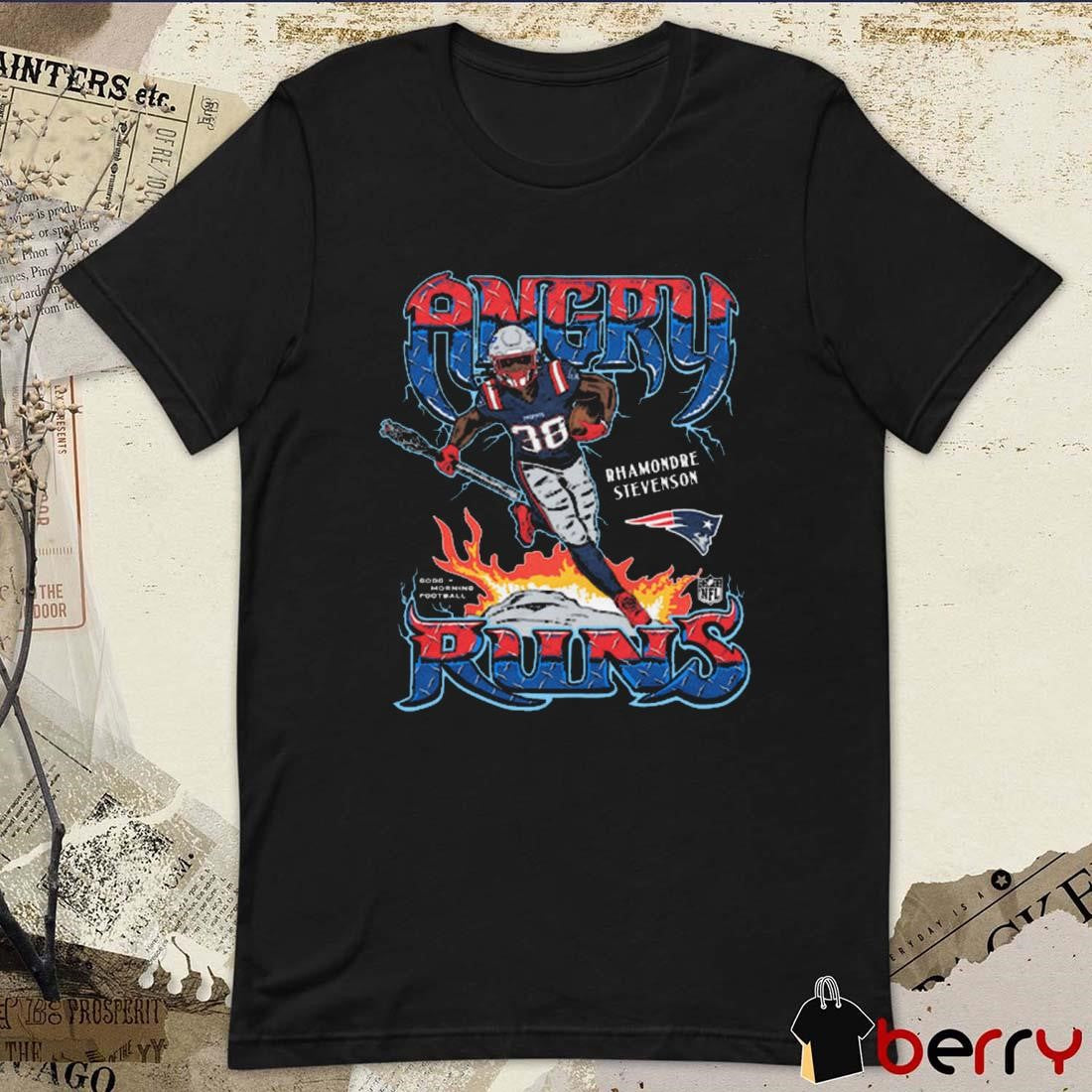Angry Runs 2024 New England Patriots Rhamondre Stevenson t-shirt
