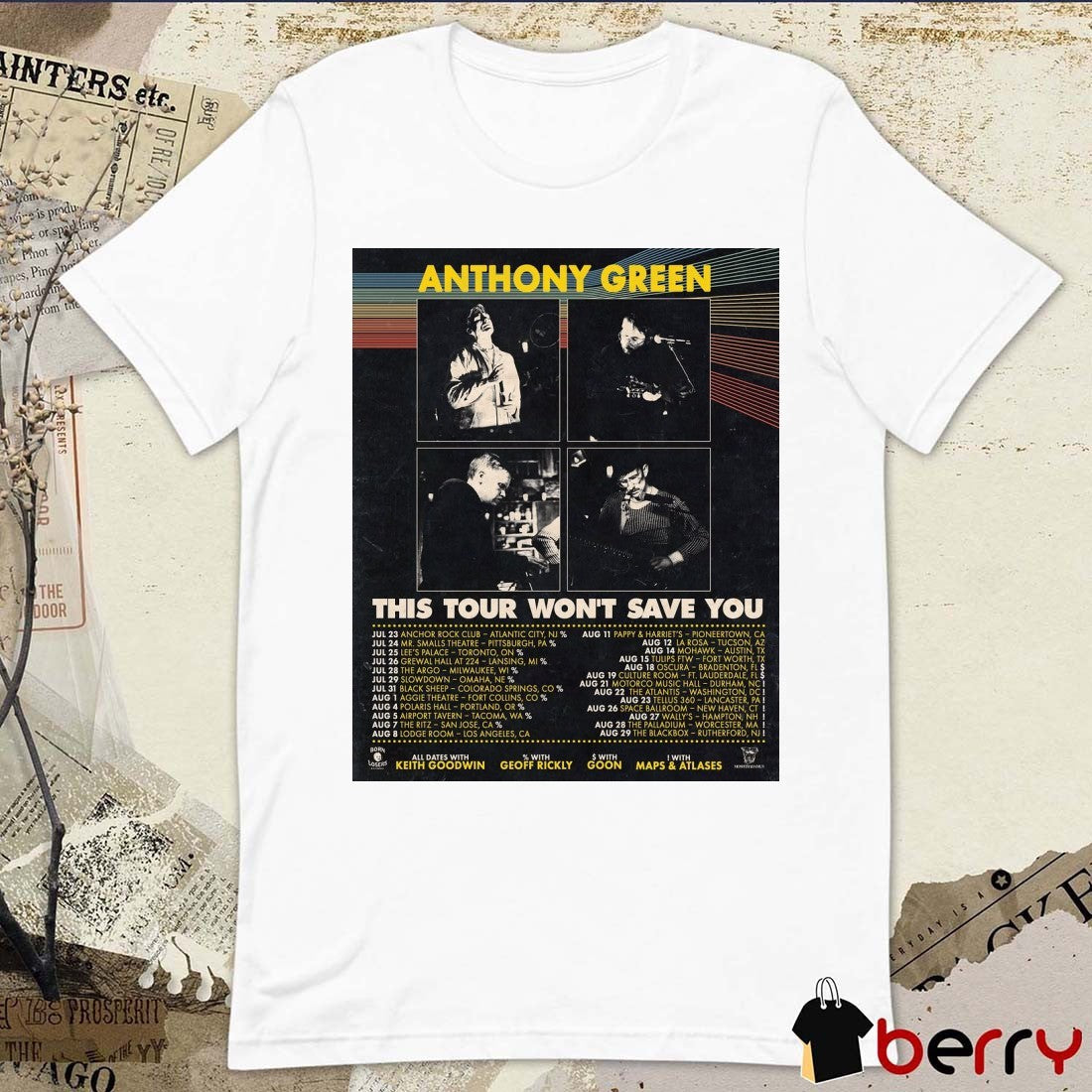 Anthony Green This Tour Won’t Save You July 23, 2026 – August 29, 2026 Poster t-shirt