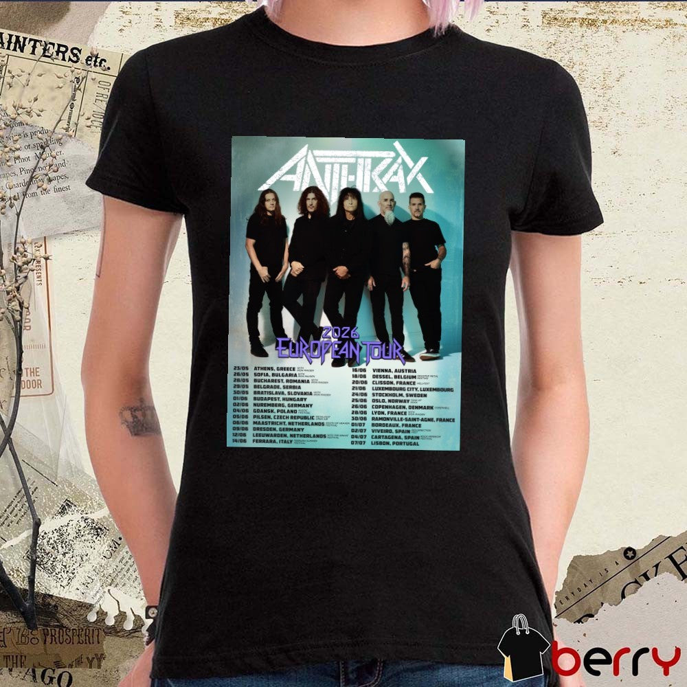 Anthrax 2026 European Tour 26 5 Sofia Bulgaria 28 5 Bucharest Romania Poster t-shirt
