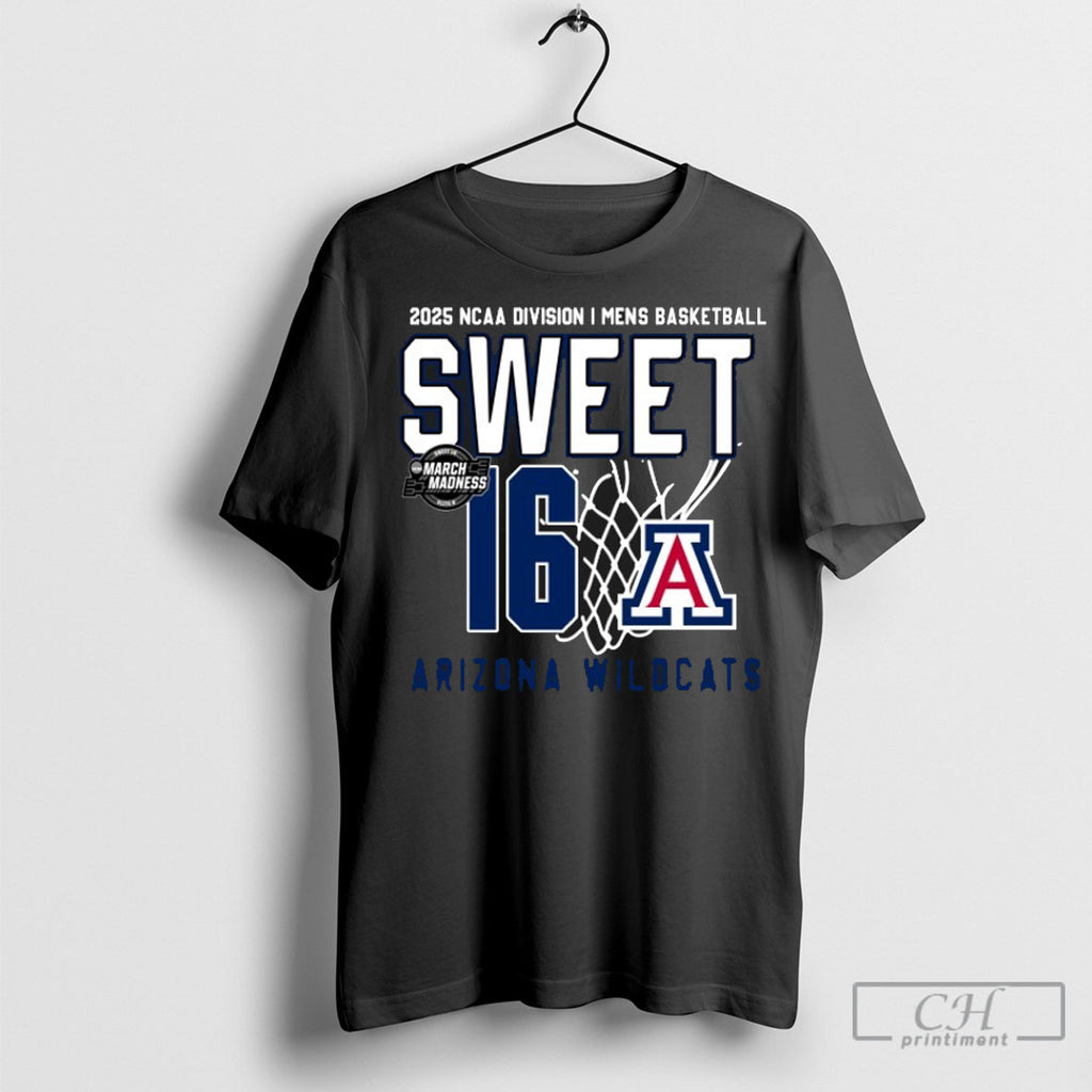 Official Arizona Wildcats Mens Basketball 2025 Ncaa Tournament Sweet 16 Net T Shirt