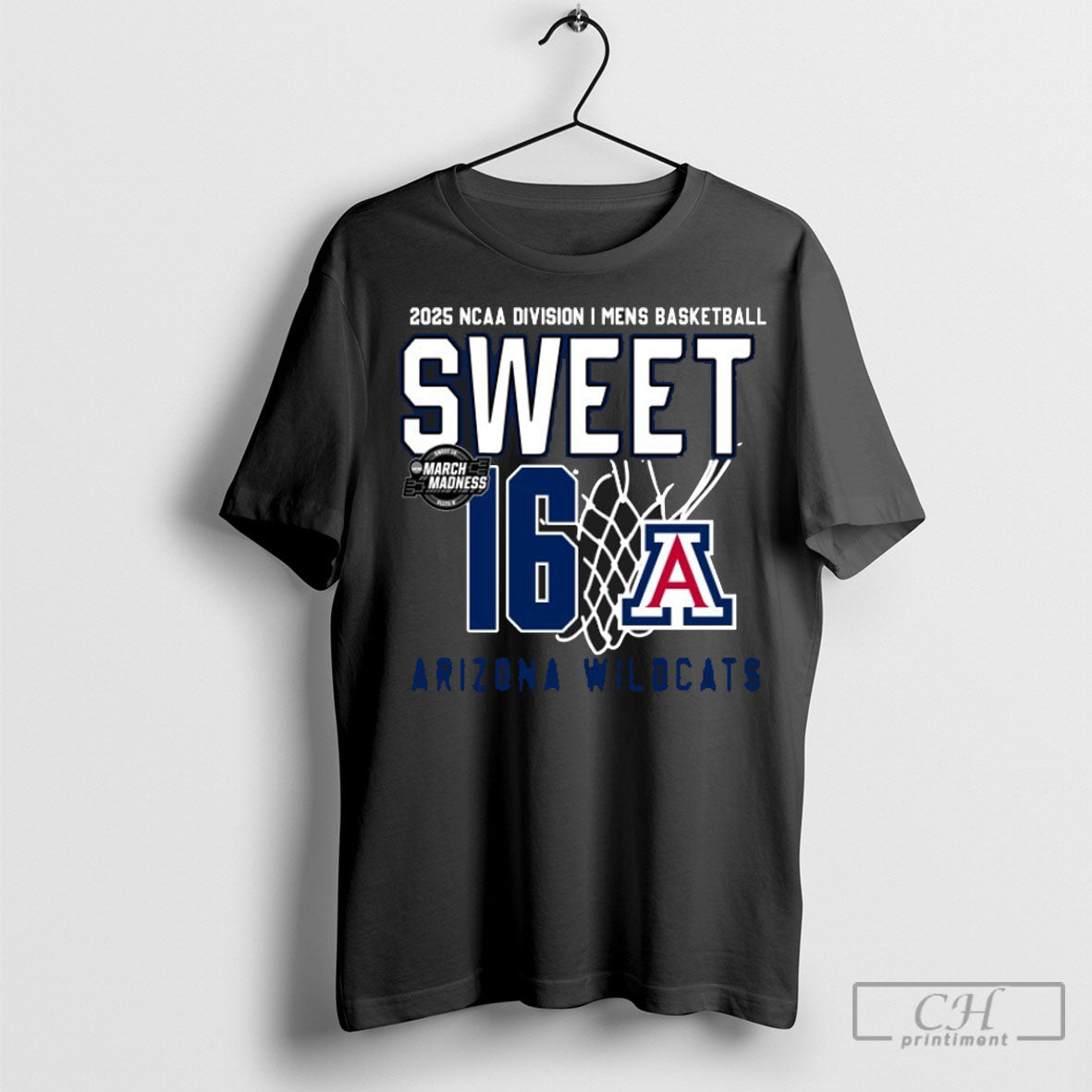 Official Arizona Wildcats Mens Basketball 2025 Ncaa Tournament Sweet 16 Net T Shirt