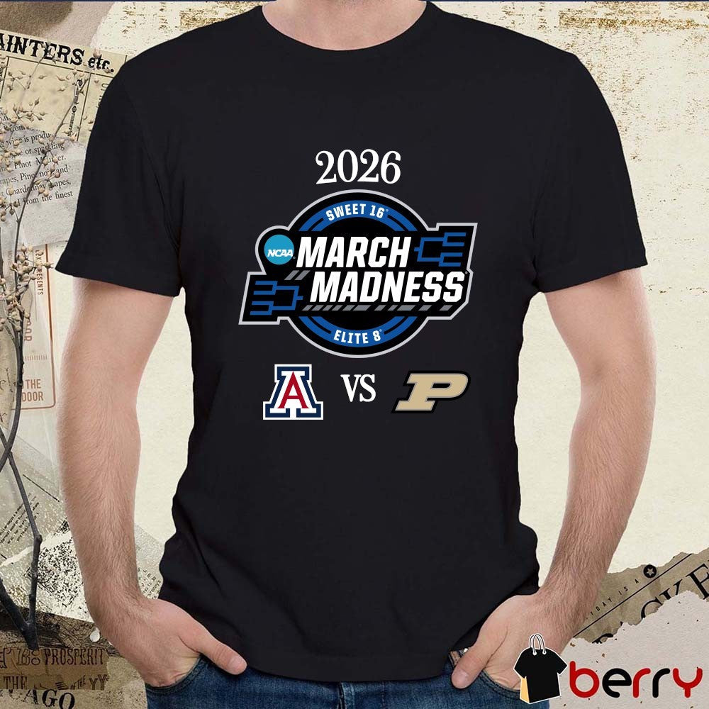 Arizona Wildcats vs Purdue Boilermakers 2026 NCAA March Madness Elite 8 Logos t-shirt