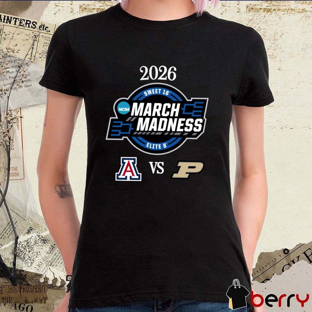 Arizona Wildcats vs Purdue Boilermakers 2026 NCAA March Madness Elite 8 Logos t-shirt