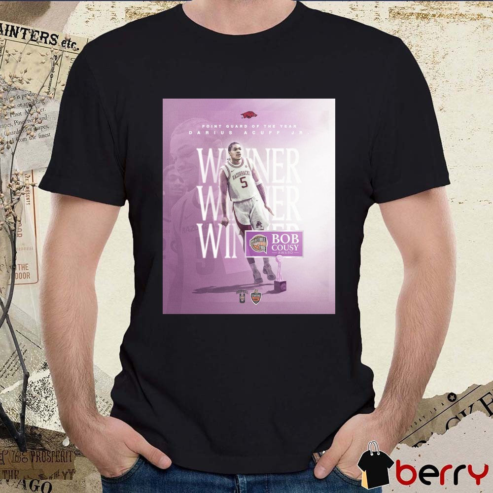Arkansas Razorbacks Darius Acuff Jr. 2026 Bob Cousy Award for Point Guard of the Year Poster t-shirt