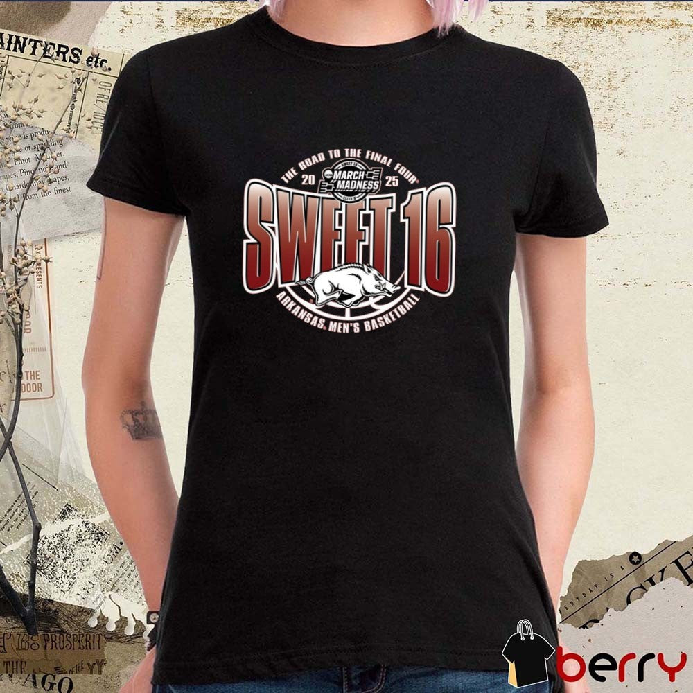Arkansas Razorbacks Men’s Basketball Sweet 16 The Road To The Final Four NCAA Tournament March Madness 2025 Retro t-shirt