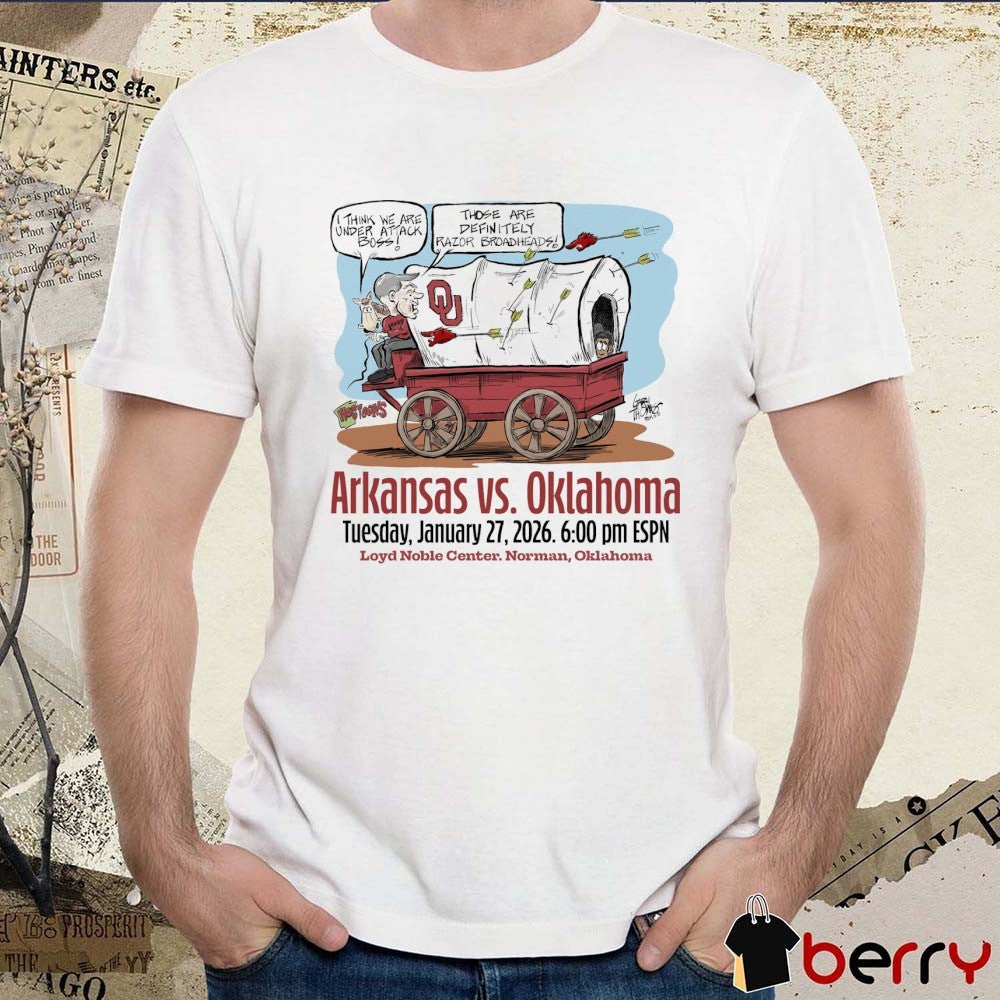 Arkansas Vs Oklahoma 2026 Lloyd Noble Center Norman Oklahoma I Think We Are Under Attack Boss t-shirt
