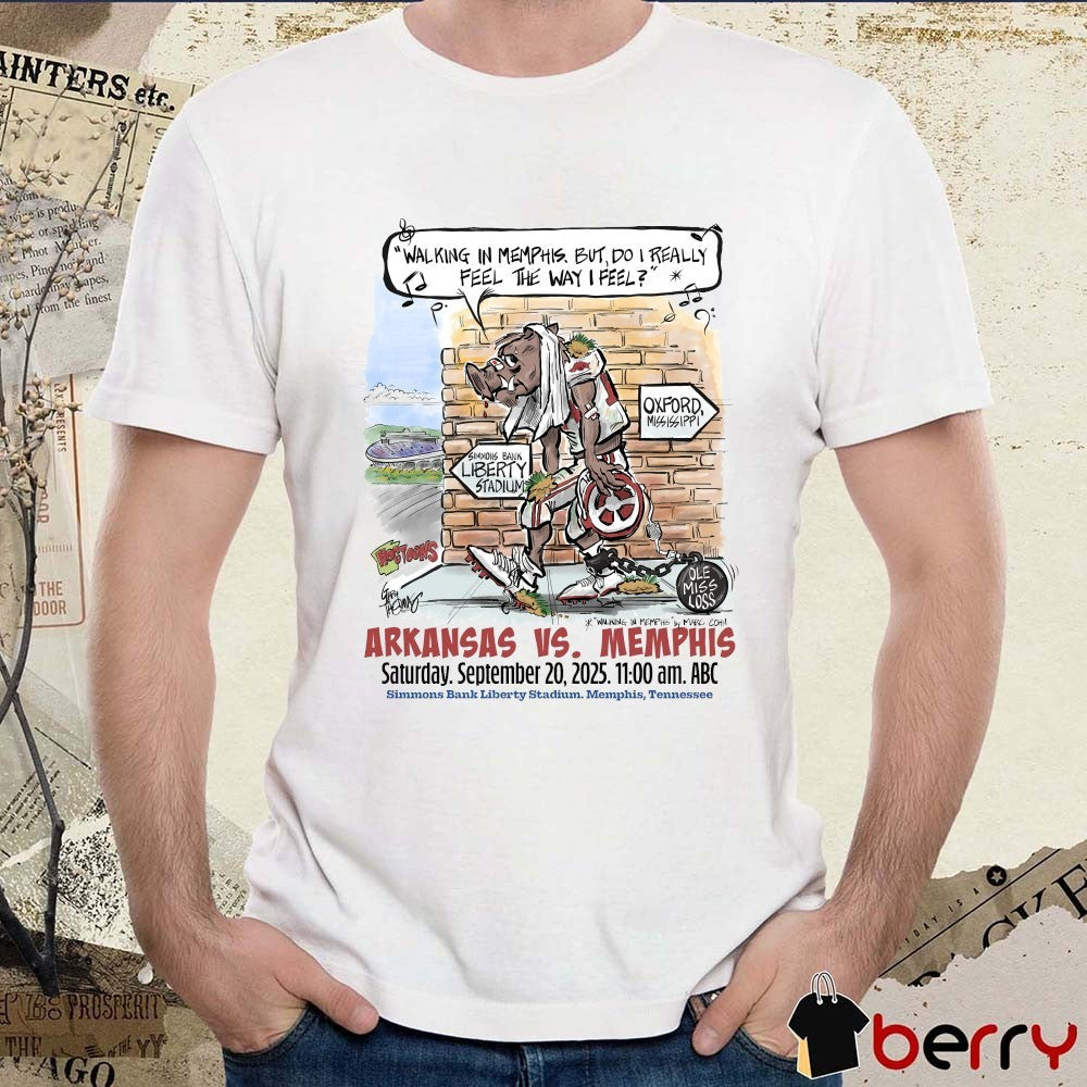Arkansas Vs. Memphis Saturday September 20 2025 Simmons Bank Liberty Stadium Memphis Tennessee Fanart t-shirt