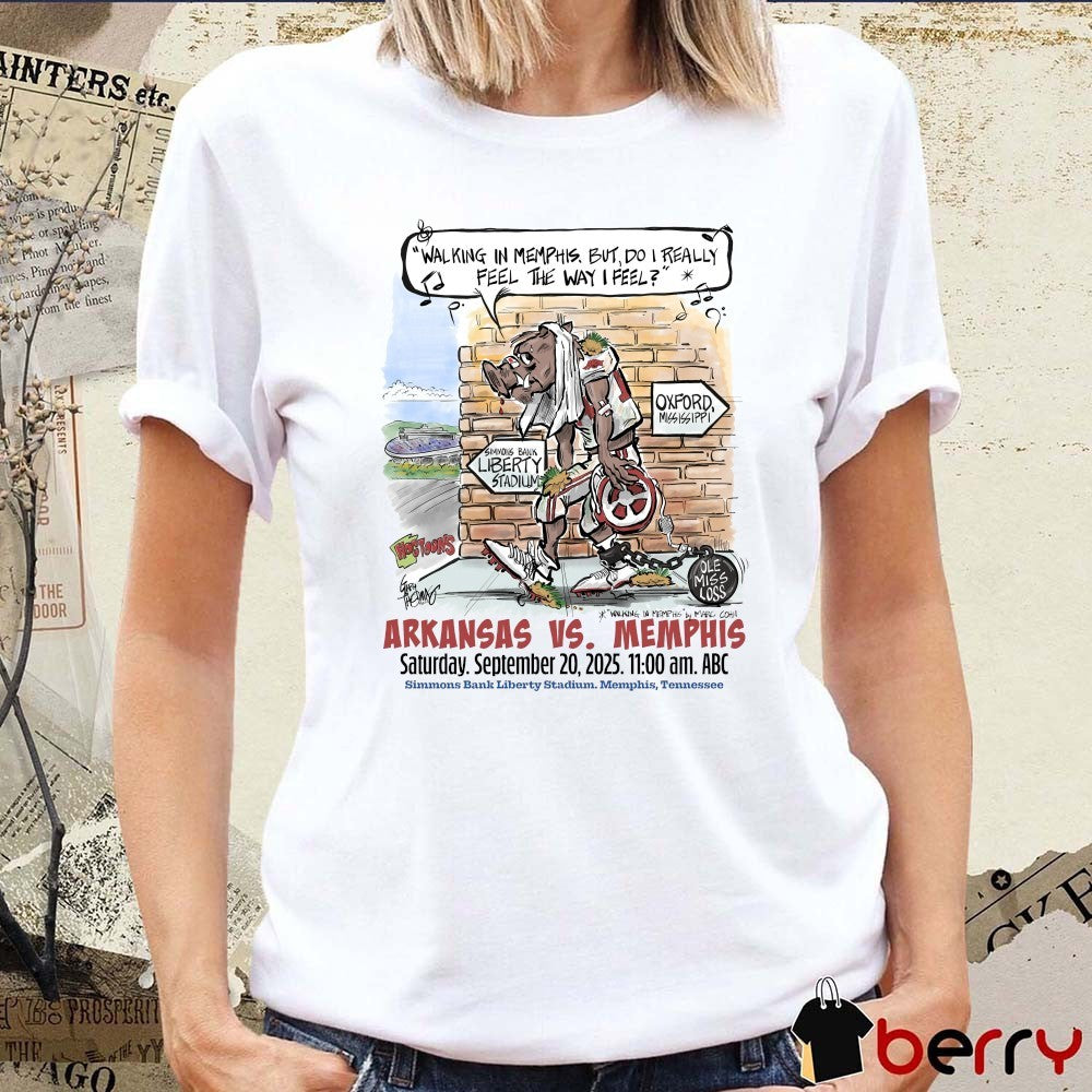 Arkansas Vs. Memphis Saturday September 20 2025 Simmons Bank Liberty Stadium Memphis Tennessee Fanart t-shirt
