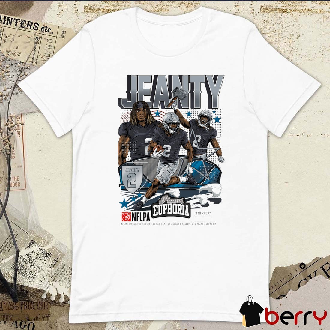Ashton Jeanty Las Vegas Raiders NFLPA Football Planet Euphoria Art 2025 t-shirt