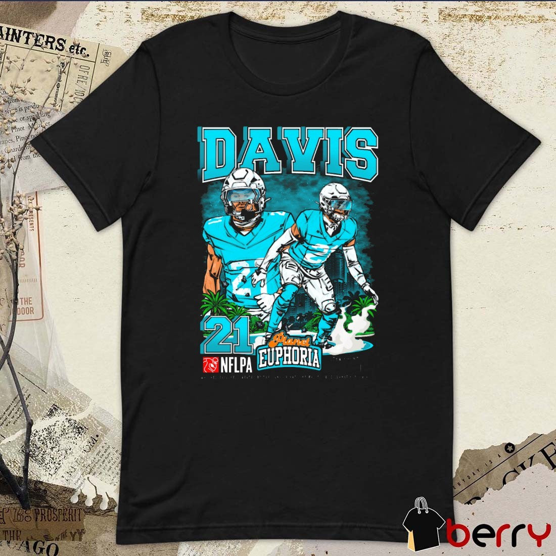 Ashtyn Davis Miami Dolphins NFL Planet Euphoria Artwork t-shirt