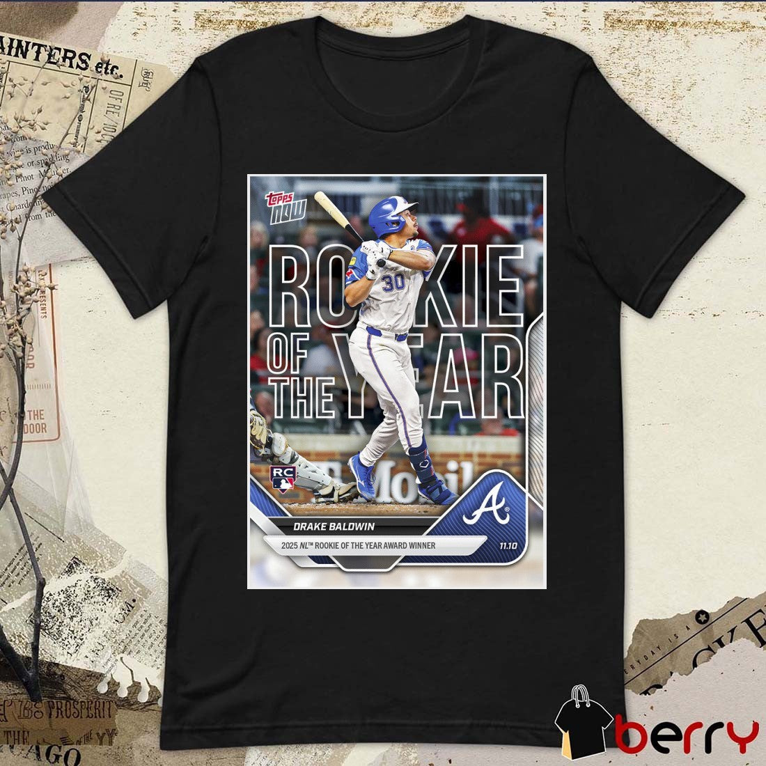 Atlanta Braves Drake Baldwin 2025 NL Rookie of the Year Topps Poster t-shirt