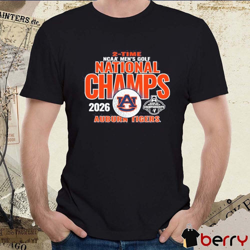 Auburn Tigers 2026 2-Time NCAA Men’s Golf National Champions t-shirt
