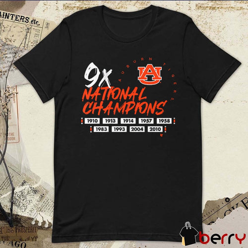 Auburn Tigers Football NCAA Nine Time National Champions 1910-2010 t-shirt