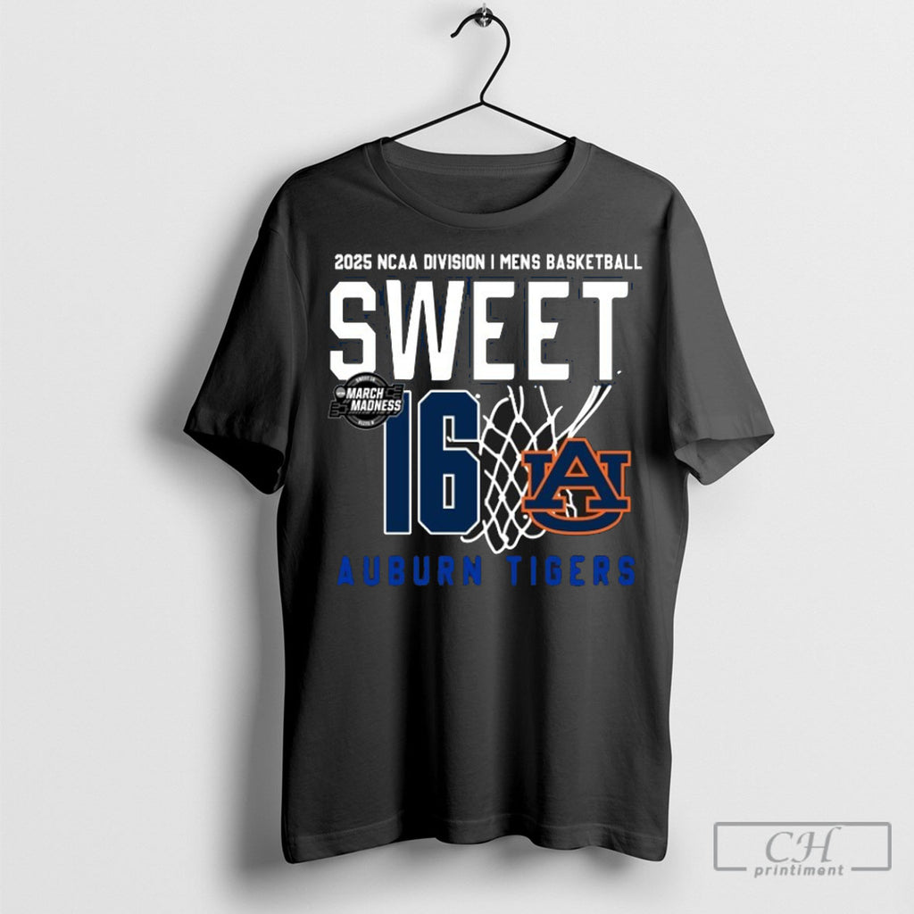 Official Auburn Tigers Mens Basketball 2025 Ncaa Tournament Sweet 16 Net T Shirt