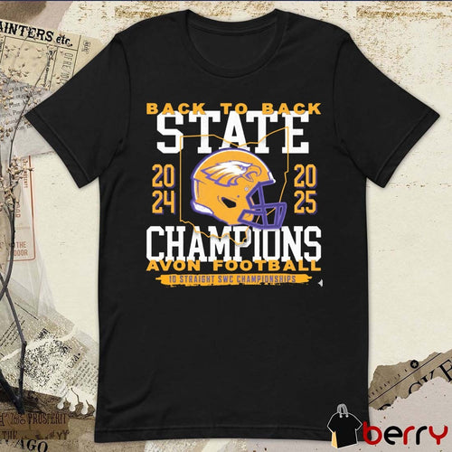 Back To Back State Champions Avon Football 10 Straight SWC Championships 2024-2025 Helmet t-shirt