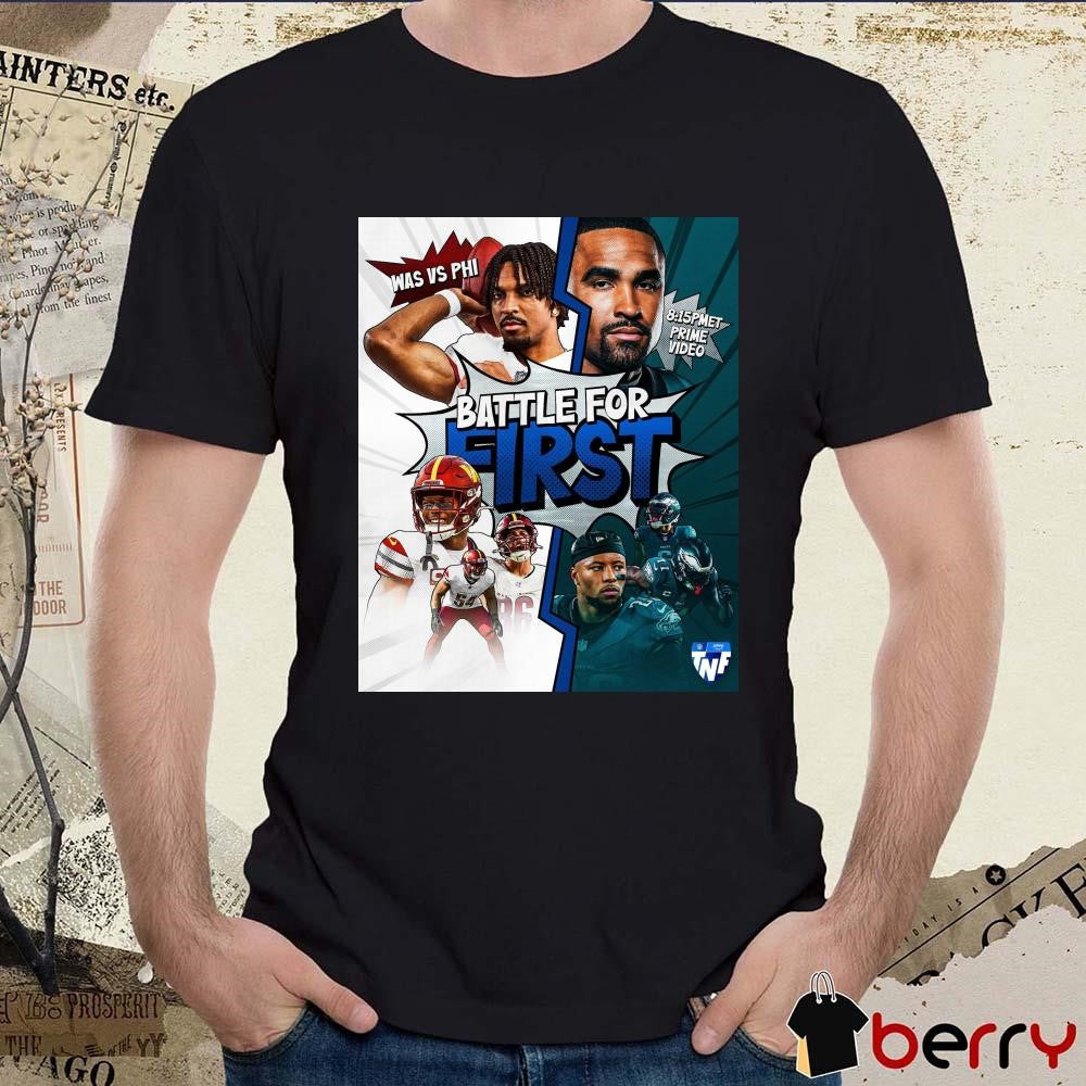 Battle For First Washington Commanders vs. Philadelphia Eagles NFL Poster t-shirt