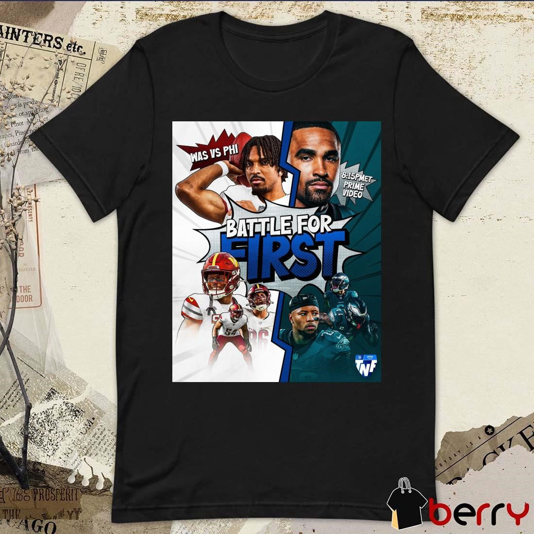 Battle For First Washington Commanders vs. Philadelphia Eagles NFL Poster t-shirt