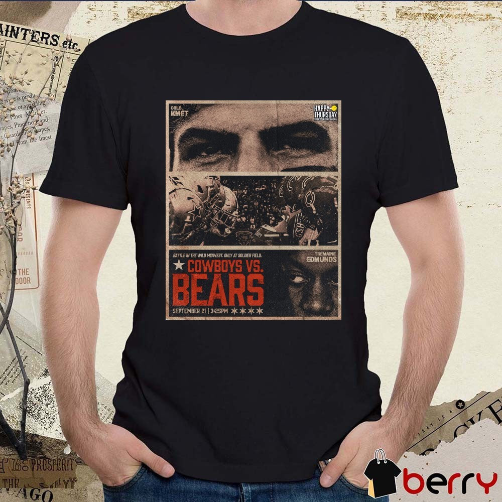 Battle in the Wild Midwest Tremaine Edmunds Dallas Cowboys Vs Cole Kmet Chicago Bears September 21 2025 Poster t-shirt
