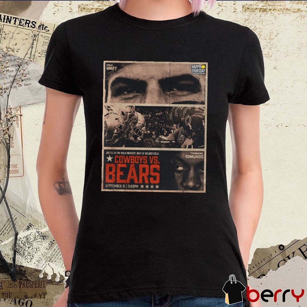 Battle in the Wild Midwest Tremaine Edmunds Dallas Cowboys Vs Cole Kmet Chicago Bears September 21 2025 Poster t-shirt