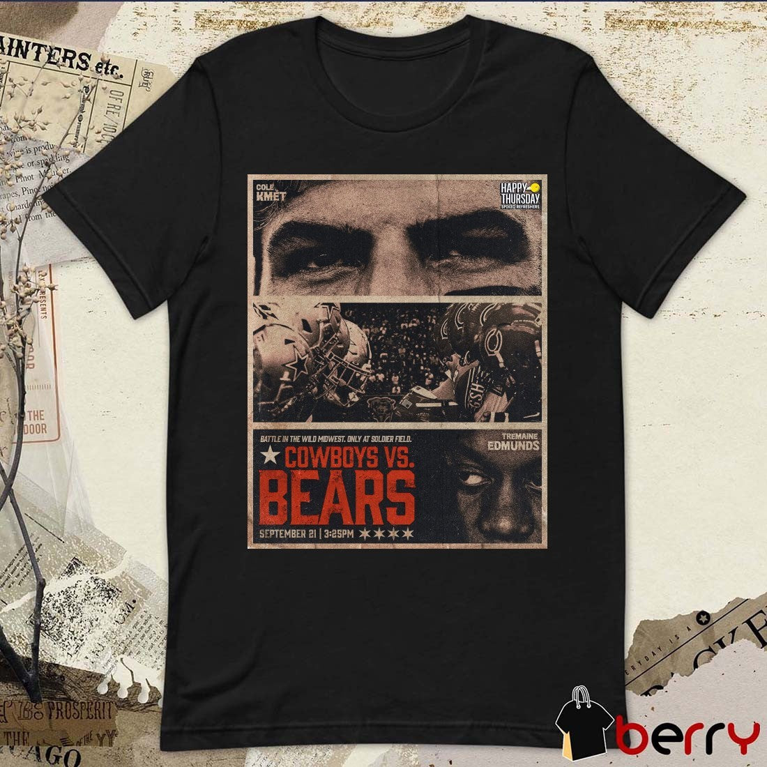 Battle in the Wild Midwest Tremaine Edmunds Dallas Cowboys Vs Cole Kmet Chicago Bears September 21 2025 Poster t-shirt
